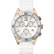 Timex Women's Originals Chronograph with Goldtone Case, White Dial