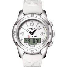 Tissot T-touch Ii Titanium Diamond White Leather Ladies Watch T0472204601600