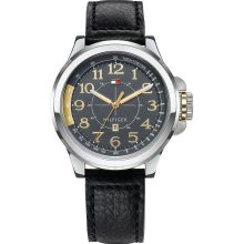 Tommy Hilfiger Black Leather Mens Watch 1790843