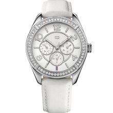 Tommy Hilfiger Women's Sport Stainless Steel White Leather Multi-function Watc