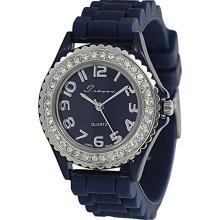 Tressa Women's Rhinestone-accented Silicone Watch (Navy)