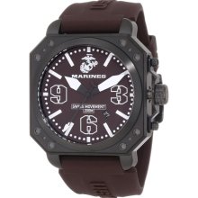 U.S. Marine Corps WA144 Men's Armor Aircraft Black IP Steel Brown Dial