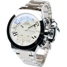 Unique Analog Digital Led Display Mens Gift Stainless Steel Sports Wrist Watch