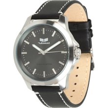 Unisex Black Vestal Heirloom Leather Strap Watch HER3L02 ...