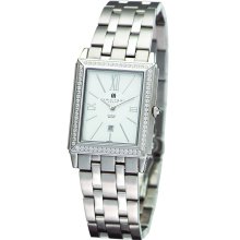 Unisex Charles Hubert Stnlss 0.69ct. Dia Wht 28x32mm Dial Watch