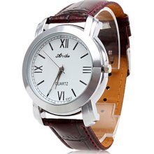 Unisex's Waterproof PU Analog Wrist Quartz Watch 6902 gz0009013 (Brown)