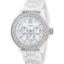 Vernier Women's 'V11042' White Sparkle Chronograph Watch