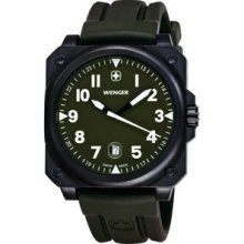 Wenger Mens Aerograph Cockpit Nato Green Rectangle Dial Rubber Strap Watch