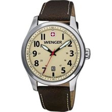 Wenger Men's Terragraph Eggshell Dial Brown Leather Watch 0541.106