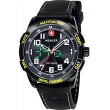 Wenger Nomad Yellow Led Compass Multi Function Gents Watch 70434- Rrp Â£290 -