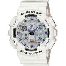 White casio g-shock ana-digi watch ga100a-7a