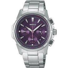 Wired Solar Chronograph Watch Purple Dial Agad031 Men