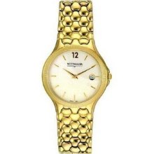 Wittnauer Men's 11b01 Gold Tone White Dial Date Watch