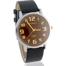 WoMaGe 139-7 Men's Analog Watch with PU Leather Strap (Black)