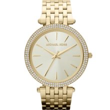 Women's Michael Kors Mid-Size Golden Stainless Steel Darci Three-Hand