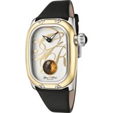 Women's Monogram Citrine Garnet (1.18 ctw) Black Genuine Saffiano Leather