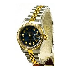 Women's Rolex Datejust 2-Tone Pre-Owned Navy Blue Diamond Dial Watch