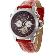 Yves Camani Worldtimer Automatic Stainless Red/Brown