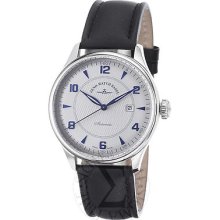 Zeno Watches Men's Godat Silver Dial Black Leather Black Leather/Silv