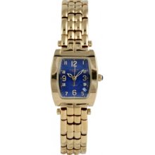 1964DLG Krug Baumen Tuxedo Gold 4 Diamond Blue Dial Gold Strap