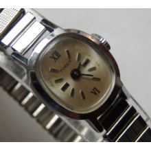 1970 Timex Ladies Silver Textured Dial Watch w/ Bracelet