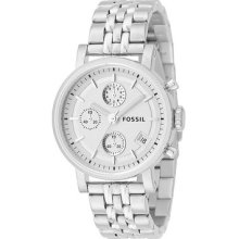 2013 Fossil Stainless Steel Silver Chrono Boyfriend Es2198 Women's Watch