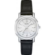 96L129 Bulova Ladies Dress Silver Black Watch