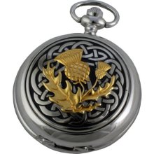 A E Williams Men's Celtic Knot Scottish Thistle Quartz Pocket Watch 4975