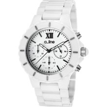 a_line Watches Women's Marina Chrono White Dial Black Accent White Cer