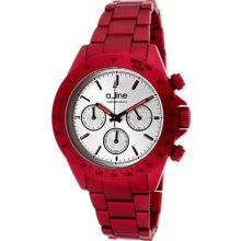 a_line Watches Women's Amore Chronograph Silver Dial Red Aluminum Red