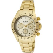 A_Line Women's Amore Chronograph Champaigne Dial Gold Tone Aluminum