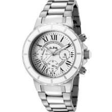 A_Line Women's Marina Chronograph White Textured Dial Stainless Steel