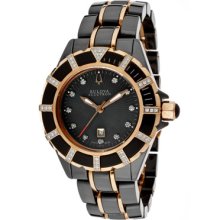 Accutron by Bulova Watches Women's Diamond Black Dial Two Tone Ceramic