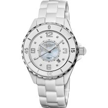 Akribos Xxiv Women's Midsize Ceramic Quartz Date Diamond Watch