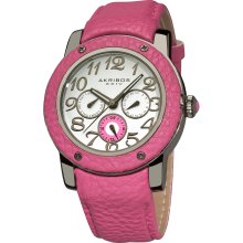 Akribos XXIV Women's Quartz Multifunction Genuine Leather Watch (Pink)