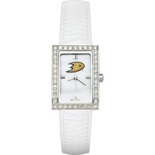 Anaheim Mighty Ducks Allure Ladies Watch With White Leader Strap