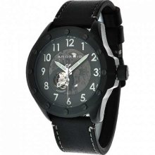 Android Men's Espionage AD469BKK Black Leather Automatic Watch with Black Dial