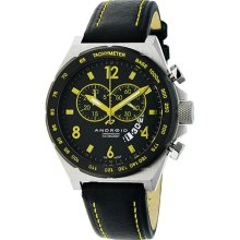 Android Men's Interceptor AD449BY Black Leather Quartz Watch with Black Dial