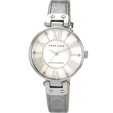 Anne Klein Round Leather Strap Watch