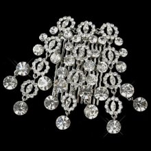 Antique Silver Clear Round Cut Dangle Rhinestone Side (x1r2)