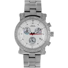 Aqua Master Men's Round Diamond-Cut Watch with Two Row Diamond Bezel,