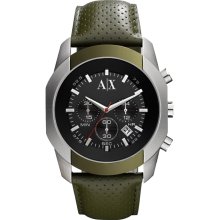 Armani Exchange AX1167 Military Green Leather Strap Men's Watch