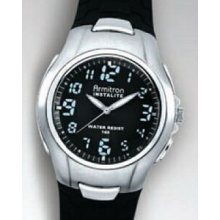 Armitron Men`s Instalite Illuminated Analog Sport Watch W/ Black Resin Band