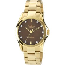 Armitron Men's Brown Diamond Dial Watch, Gold-Tone Bracelet