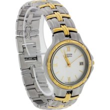 Authentic Citizen Two Tone Plated Stainless Steel Elegance Mens Watch Aq0014-59a