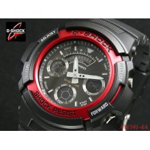 Aw-591-4 Casio G-shock Digital Analog Red Watch Aw591 00% Original Watch