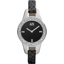 AX4132 Armani Exchange Ladies Black Stamped Python Leather Watch