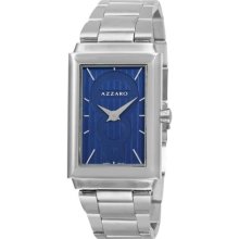 Azzaro Watches Men's Legend Rectangular Blue Azzaro Ring Dial Stainles