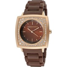 BCBG Watches Women's Elite White Crystal Brown Dial Brown Resin Brown