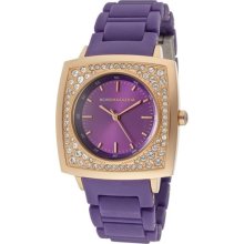 BCBG Watches Women's Elite White Crystal Purple Dial Purple Resin Pur